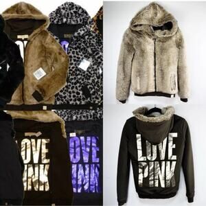 Victoria’s Secret PINK 2011 FASHION SHOW FUR FULL ZIP HOODIE Size M EXCLUSIVE!!